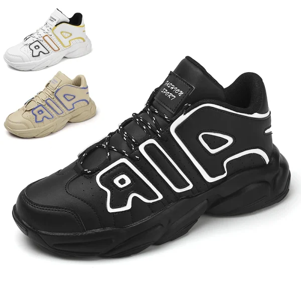 Zapatillas de baloncesto de cuero para hombre y mujer, zapatos de plataforma informales para correr, botas de baloncesto, zapatos deportivos de entrenamiento, zapatillas gruesas