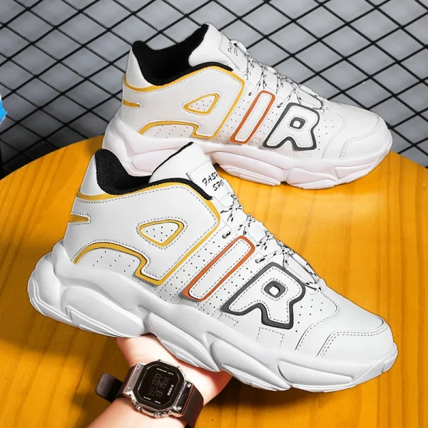 Zapatillas de baloncesto de cuero para hombre y mujer, zapatos de plataforma informales para correr, botas de baloncesto, zapatos deportivos de entrenamiento, zapatillas gruesas - Image 3
