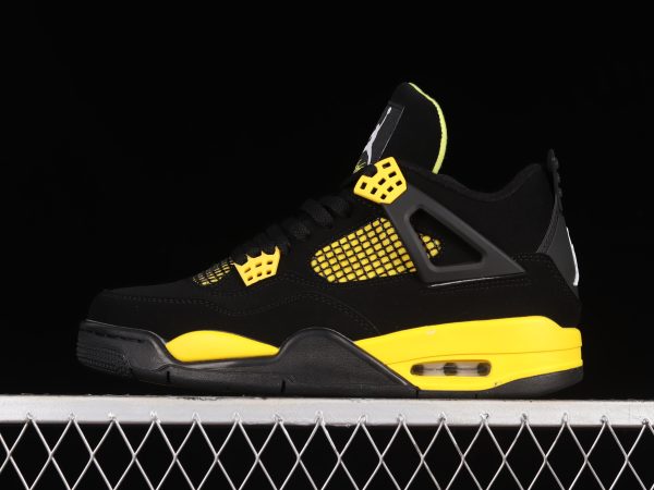Nike Air Jordan 4 Retro Negro/Amarillo para Hombre - Zapatillas de Baloncesto - Image 3