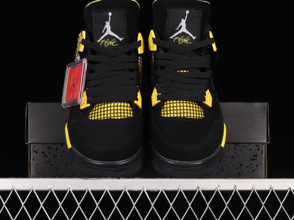 Nike Air Jordan 4 Retro Negro/Amarillo para Hombre - Zapatillas de Baloncesto - Image 6