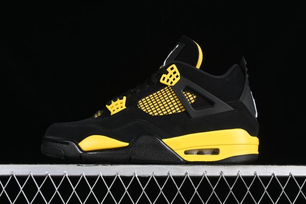 Nike Air Jordan 4 Retro Negro/Amarillo para Hombre - Zapatillas de Baloncesto